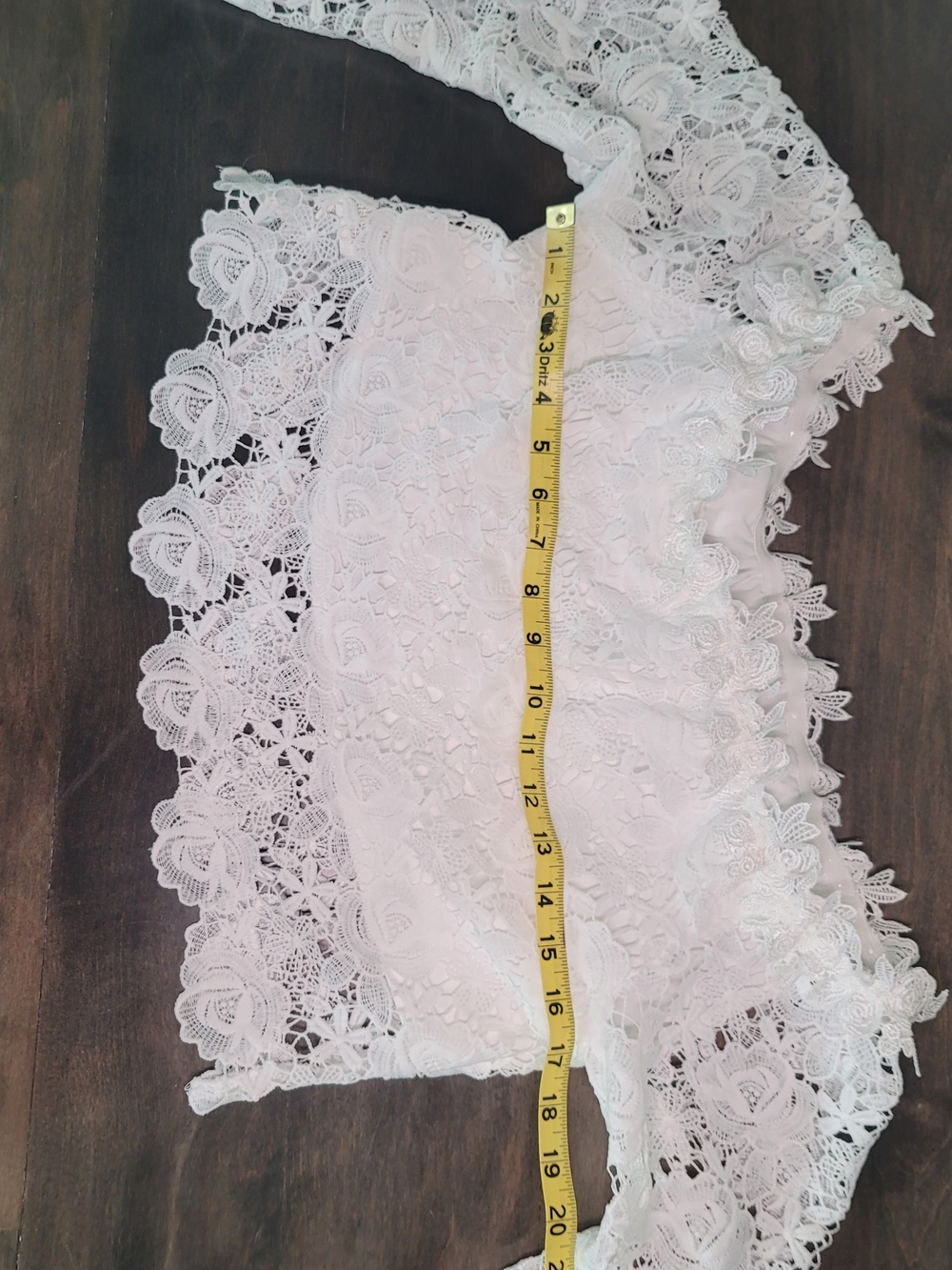 Festival Boho CroppedBell Sleeve Off Shoulder Crochet Lace Crop Top White Sz M - Picture 5 of 8